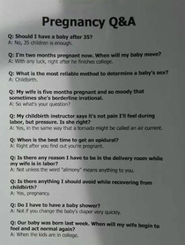 My pregnant sister had so many questions  but before she could ask any  her obstetrician gave her this Got to agree with most of them