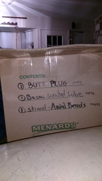 My roommate bought a saddle for his motorcycle on eBay This was written on the box Bravo ebay seller