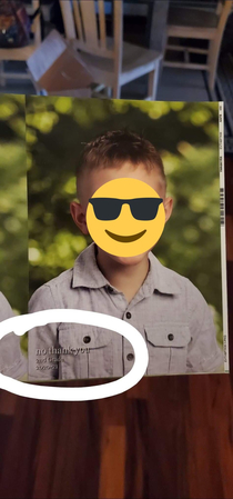 My sister didnt want any text on her sons school photos