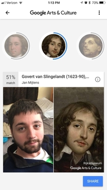 My sister downloaded this new app that takes your picture and compares it to old paintings and here what came up