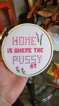 My sister finished her first needlepoint project yesterday