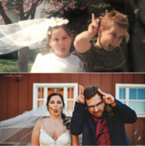 My sister got married over the weekend so we recreated this gem from our childhood