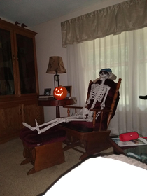 My skeleton friend anxious for Halloween