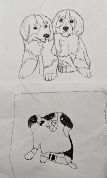 My SO drew the top and her  year old drew the bottom
