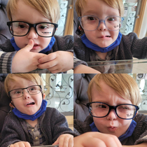 My son is getting his first glasses and my wife sends me these pics and asks which pair I like most