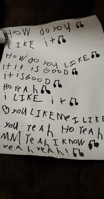 My son wrote a wonderful song Enjoy