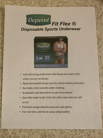 My very elderly father has dementia amp needs to start wearing depends so I made a fake ad for Disposable Sports Underwear so he can use them without shame