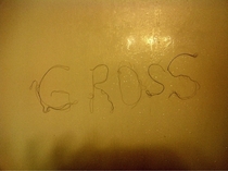 My wife always leaves her hair on the side of the shower so I left her a little message