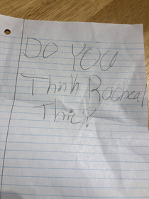 My wife confiscated this note from a student today on her first day of substitute teacher
