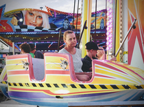 My wife lost a bet and had to go on the scariest ride at the carnival