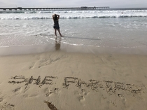 My wife wanted a picture of her on the beach during holiday I improvised a little