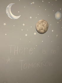 My wife wanted to write something inspirational on our kids bedroom wall and this is what she came up with