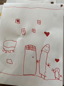 My  year old daughter drew a nice picture of her and her aunt