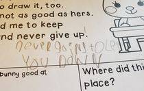 My  year old Rick Rolled their homework