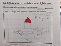 My -year-olds lighthouse design I think he has the makings of an architectural genius