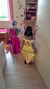 My yo and her friend playing Star Wars Princesses
