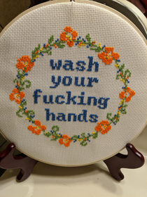 Needlepoint in my mother-in-laws bathroom