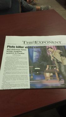 Neil deGrasse Tyson gave a talk at my university yesterday This is how the newspaper reported it today