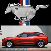 New electric ford mustang and the new mustang emblem