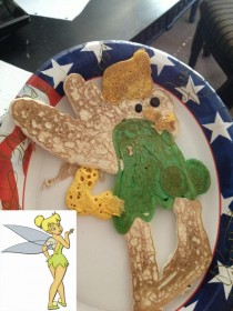 Niece requested Tinkerbell pancakes I think they turned out great 