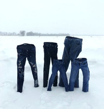 Not saying its cold but our jeans got their own family portrait