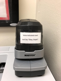 One of my coworkers put this on a broken stapler