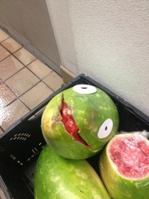 One of my watermelons broke at work Figured Id make my employees laugh on a busy Saturday
