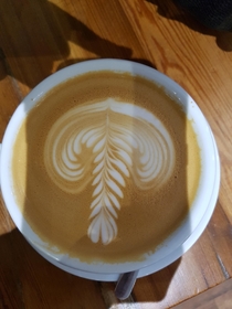Ordered a latte yesterday Got a very particular design from the barista Now unsure what to think
