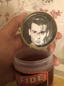 Ordered some hair product online under special requests I said Please put a picture of cry baby underneath the lid for daily inspiration I was not disappointed