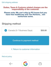 Ordering from an american website to ship to CanadaYou win some you lose some