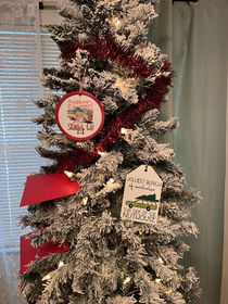 Our first tree as a married couple and this is all my wife and I decorated it with Well get there