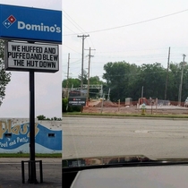 Our local Dominos throwin shade at Pizza Hut