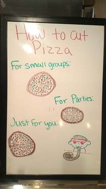 Our local pizza place gives excellent advice
