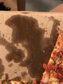 Our pizza grease looks like Elvis with one tooth eating a ballsack