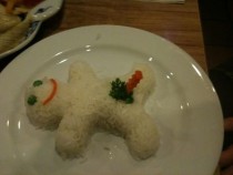 Our rice side dish at Thai Me Up in Auckland New Zealand last night it came out of the kitchen like this