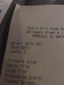 Our servers name is what