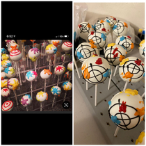 Paintball themed cake pops I was sent the pic on the left but felt the targets looked a bit nippy