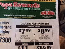 Papa Johns - Where an s will cost you an extra dollar
