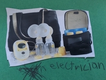 Part of the poster my  yo son created at school for Career Day The title wasWhat can I do He picked Electrician which is obvious from the picture he chose