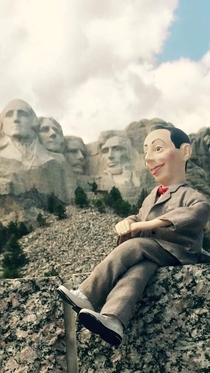 Pic #1 - My friend and I are festival production techs We travel the country and my friends pee wee doll comes with us too Thought youd enjoy some of these ridiculous photos of pee wee on stage with gwar at mt Rushmore and more 