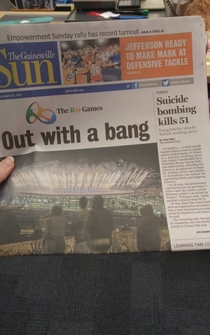 Pic #1 - Out with a bang - Newspaper gold