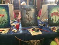 Pic #2 - I also got dragged to Paint Nite I was supposed to paint a Moonlight Garden
