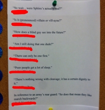 Pic #2 - So apparently this teacher wrote down all the stupidawkwardfunny stuff that he overheard in class