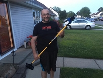 Pic #2 - So this morning I see my Father making a makeshift Selfie stick This is what he did with it