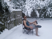 Pic #3 - Boyfriend got some snow his roommate was in the Virgin Islands A photo battle was the only solution OC