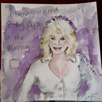 Pic #3 - Each morning my wife leaves me a funny water color painting in front of our coffee maker or the bathroom mirror Here they are - please enjoy