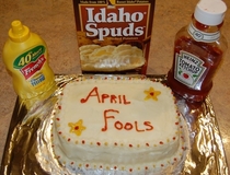 Pic #3 - My fiancs aunt told her cousin they could have cake for dinner on April Fools Day He wasnt expecting what he bit in to