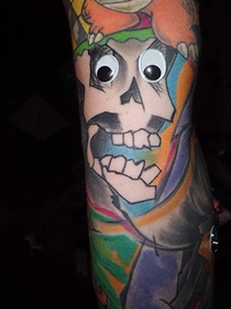 Pic #4 - My -year old niece decided to put googly eyes on my tattoos
