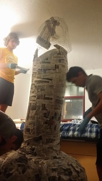 Pic #5 - My suitemate went away for spring break so we built a giant penis in his room