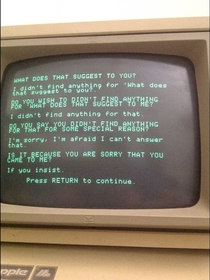 Pic #7 - This is what happens when Siri has a conversation with a more primitive AI program running on a -year-old Apple II 